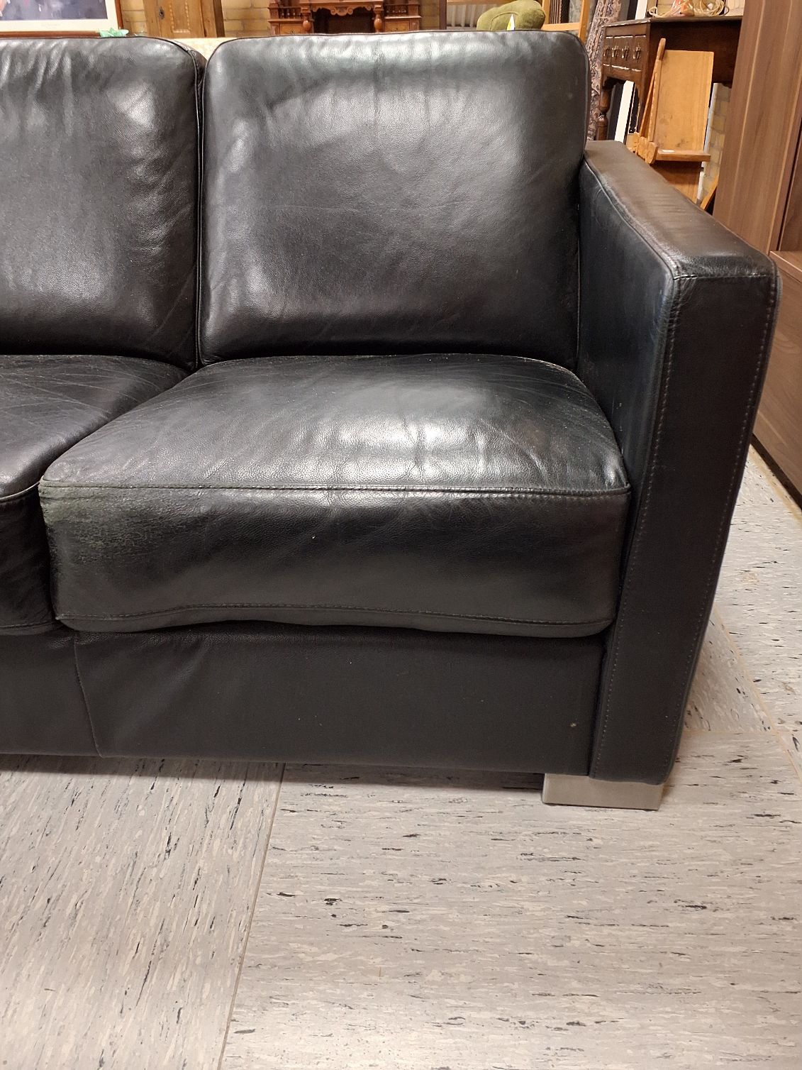 3-pers lædersofa sort